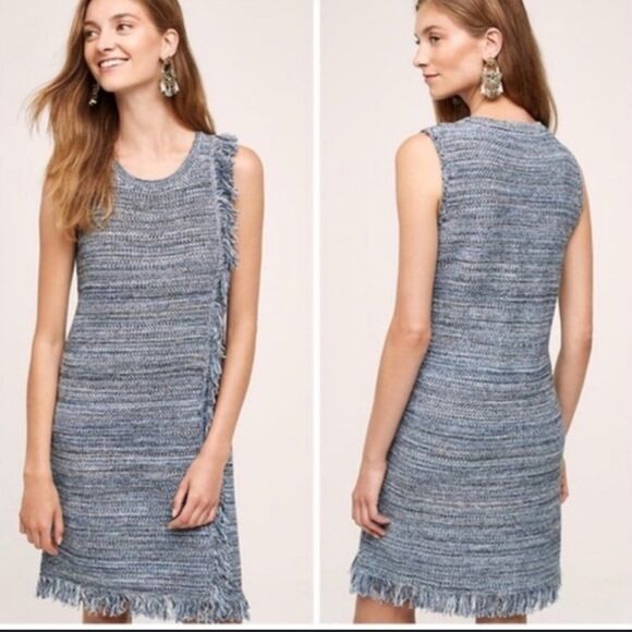 HOLDING HORSES Dresses & Skirts - Anthropologie HOLDING HORSES Textured Blue Fringe Mini Dress size small